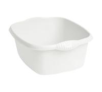 eMKay® 39cm Rectangle Washing Up Bowl | Large Rectangular 12L Plastic Sink Basin with Handles | Durable Gloss Finish | Deep Kitchen Rectangle Dishwashing Bowl | Utility Sink Organiser (White)