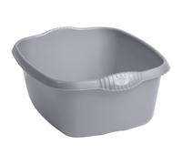 eMKay® 39cm Rectangle Washing Up Bowl - SILVER | Large Rectangular 12L Plastic Sink Basin with Handles | Durable Gloss Finish | Deep Kitchen Rectangle Dishwashing Bowl | Utility Sink Organiser