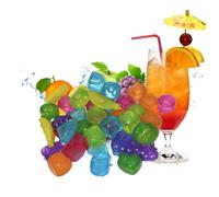 eMKay 40 Pcs BPA Free Multicoloured Plastic Reusable Washable | Mixed Square and Fruit Shaped ICE Cubes,Fast Freezing,No Fuss, Easy to use & Store and Ideal for Drinks,Parties & BBQs