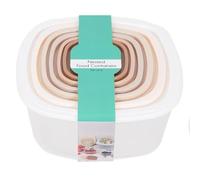 eMKay® 6-Piece Square Nesting Food Storage Containers - Clear Plastic Boxes with Colourful Lids for Meal Prep Snacks & Leftovers - Stackable BPA-Free Kitchen Storage Set (2900ml to 170ml)