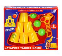 eMKay® Catapult Target Game Set - 6 Stackable Scoring Cups, 3 Foam Balls & Launcher | Indoor & Outdoor Shooting Game Toy for Kids Ages 6+