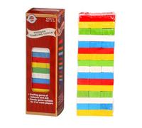 eMKay® Coloured Wooden Tumbling Tower Game - 48-Piece Stacking Blocks Game for Kids and Adults - Family Classic Balancing Toy - Multicolour Wooden Jenga Style Tower for Fun, Skill & Strategy