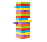eMKay® Coloured Wooden Tumbling Tower Game | 54 Piece Stacking Blocks Set | Classic Family Game for Kids & Adults | Multicolour Tumbling Tower Game Toy | Fun Balancing Strategy Game
