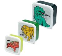eMKay® Dinosaur Lunch Box Set of 3 - Stackable Food Storage Containers (350 ml/550 ml/800 ml) | BPA-Free Polypropylene Snack Pots - Nesting Lunchboxes for Kids & Adults
