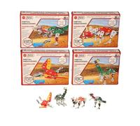 eMKay® Metal Mechanic Dino 4-Pack - Build-Your-Own Metal Dinosaur Model Kits (55/80/85/90-Piece Assorted Designs) | STEM Engineering Toy for Kids 6+