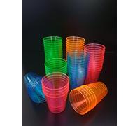 eMKay® Multicoloured Neon Hard Disposable Reusable Heavy Duty Plastic Shot Glasses 30ml - 1 oz (30), Neon