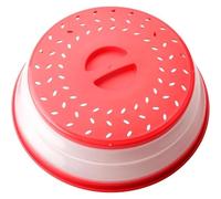 eMKay® Pack 1 Microwave Splatter Cover (Apple Red) Collapsible Silicone Lid with Vents & Handle|BPA-Free Microwave Plate Cover, Food Splash Guard, Strainer & Fruit Basket|Kitchen Gadget (27.0cm/10.5")