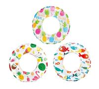 eMKay® Pack of 1 20-inch (51cm) Assorted Inflatable Swim Rings for Kids - Lively Print Pool Rings with Clear Top - Fruit, Coral Reef & Novelty Designs- For Ages 3-6 -Ideal for Pool & Holiday Water Fun