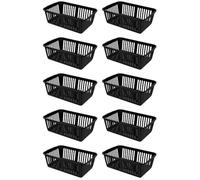 eMKay® Pack of 10 BLACK Plastic Handy Storage Baskets | 25cm Multi-Purpose Storage Organiser | Lightweight & Durable BLACK Baskets for Home, Kitchen, Office & Bathroom Use