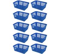 eMKay® Pack of 10 BLUE Plastic Handy Storage Baskets | 25cm Multi-Purpose Storage Organiser | Lightweight & Durable BLUE Baskets for Home, Kitchen, Office & Bathroom Use