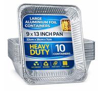 eMKay® Pack of 10 Large Heavy-Duty Foil Aluminium Trays - 32 x 26 cm Deep Tin Containers for Cooking, Baking, Roasting, BBQ, Meal Prep & Storage - Ideal for Christmas Parties, Catering, and More