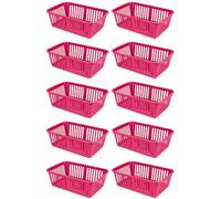 eMKay® Pack of 10 PINK Plastic Handy Storage Baskets | 25cm Multi-Purpose Storage Organiser | Lightweight & Durable PINK Baskets for Home, Kitchen, Office & Bathroom Use