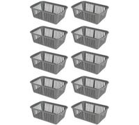 eMKay® Pack of 10 SILVER Plastic Handy Storage Baskets | 25cm Multi-Purpose Storage Organiser | Lightweight & Durable SILVER Baskets for Home, Kitchen, Office & Bathroom Use