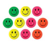 eMKay® Pack of 10 Smile Face Bouncy Balls - Neon Jet Balls (3.3cm) - High Bounce Party Bag Fillers for Kids - Colourful Fidget Toys & Loot Bag Prizes