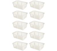 eMKay® Pack of 10 WHITE Plastic Handy Storage Baskets | 25cm Multi-Purpose Storage Organiser | Lightweight & Durable WHITE Baskets for Home, Kitchen, Office & Bathroom Use