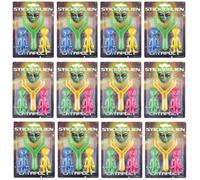eMKay® Pack of 12 Alien Catapult Slingshot Toy | Sticky Alien Launcher Game | 24 Stretchy Aliens with 12 Catapults | Party Bag Toys | Stocking Fillers for Boys & Girls