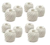 eMKay® Pack of 12 Cotton Ball 60M Per Roll (APPROX) - School Art & Craft, Kitchen Cooking String for Meat and Making Sausage - Soft Cotton Cord String for Handmade Wall Hanging DIY Craft
