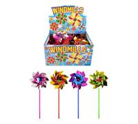 eMKay® Pack of 12 Foil Rainbow Windmills for Kids - Colourful Pinwheels with 30cm Sticks - For Garden Decoration, Party Bags, DIY Crafts, Events & Bird Deterrent