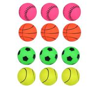 eMKay® Pack of 12 High Bounce Mini Sports Pattern Balls - 6.2cm | Assorted Football, Basketball, Baseball & Tennis Designs | Bouncy Sponge Rubber Balls for Kids Party Bag Fillers & Lucky Dip Prizes