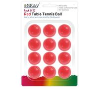 eMKay® Pack of 12 Ping Pong Table Tennis Balls (3-Star 40+ High-Performance ABS Material Training Balls) Ideal for Indoor and Outdoor Table Tennis - RED