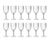 eMKay® Pack of 12 Reusable Dimple Plastic Wine Glasses - Elegant 400ml Acrylic Goblets, 20cm Tall - Lightweight, Shatterproof & Glass-Look - Perfect for Camping, Picnics, Outdoor Dining & Everyday Use
