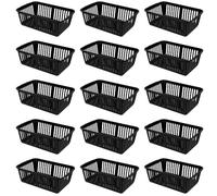 eMKay® Pack of 15 BLACK Plastic Handy Storage Baskets | 25cm Multi-Purpose Storage Organiser | Lightweight & Durable BLACK Baskets for Home, Kitchen, Office & Bathroom Use
