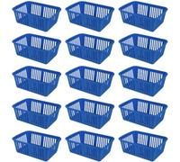 eMKay® Pack of 15 BLUE Plastic Handy Storage Baskets | 25cm Multi-Purpose Storage Organiser | Lightweight & Durable BLUE Baskets for Home, Kitchen, Office & Bathroom Use