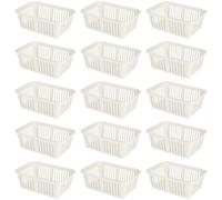 eMKay® Pack of 15 WHITE Plastic Handy Storage Baskets | 25cm Multi-Purpose Storage Organiser | Lightweight & Durable WHITE Baskets for Home, Kitchen, Office & Bathroom Use
