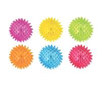 eMKay® Pack of 2 Neon Flashing Spikey Balls - LED Bouncy Disco Stress-Relief Fidget Toys (6.5 cm) - Squishy Spiky Balls for Massage, ADHD, Autism & Pet Play