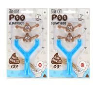 eMKay® Pack of 2 Stretchy Poo Slingshots | Sticky Catapult Toy with Sling & Poo Bullets | Funny Fidget Gag Toy for Kids & Adults | Joke Toys for Pranks & Parties