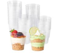 eMKay® Pack of 20 - 5oz Clear Reusable Plastic Dessert Cups | Small Reusable Dessert Bowls for Jelly, Mousse, Trifle & Pudding | BPA-Free Reusable & Recyclable