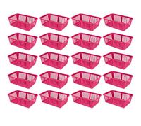 eMKay® Pack of 20 PINK Plastic Handy Storage Baskets | 25cm Multi-Purpose Storage Organiser | Lightweight & Durable PINK Baskets for Home, Kitchen, Office & Bathroom Use