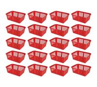 eMKay® Pack of 20 RED Plastic Handy Storage Baskets | 25cm Multi-Purpose Storage Organiser | Lightweight & Durable RED Baskets for Home, Kitchen, Office & Bathroom Use