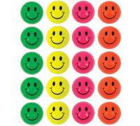 eMKay® Pack of 20 Smile Face Bouncy Balls - Neon Jet Balls (3.3cm) - High Bounce Party Bag Fillers for Kids - Colourful Fidget Toys & Loot Bag Prizes