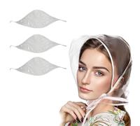 eMKay® Pack of 3 Clear Plastic Rain Hood with Visor - Foldable Reusable Waterproof Rain Hat with Tie Front and Net Lining for Hair Protection - Portable Transparent Rain Cover for Women
