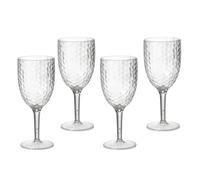 eMKay® Pack of 4 Reusable Dimple Plastic Wine Glasses - Elegant 400ml Acrylic Goblets, 20cm Tall - Lightweight, Shatterproof & Glass-Look - Perfect for Camping, Picnics, Outdoor Dining & Everyday Use