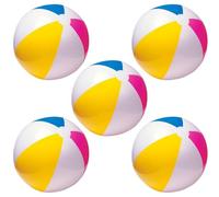 eMKay® Pack of 5 20-Inch (51cm) Inflatable Beach Ball-Colourful Panel Blow-Up Ball for Pool, Beach & Holiday Lightweight Durable Water Toy - For Kids, Adults, Parties, Birthdays, Swimming & Summer Fun