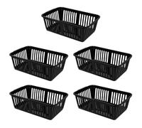 eMKay® Pack of 5 BLACK Plastic Handy Storage Baskets | 25cm Multi-Purpose Storage Organiser | Lightweight & Durable Black Baskets for Home, Kitchen, Office & Bathroom Use