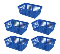 eMKay® Pack of 5 BLUE Plastic Handy Storage Baskets | 25cm Multi-Purpose Storage Organiser | Lightweight & Durable BLUE Baskets for Home, Kitchen, Office & Bathroom Use