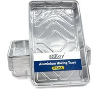 eMKay® Pack of 6 Aluminium Foil Baking Trays - Reusable Roasting Tin (32cm x 20cm x 3.3cm) - for Baking, Cooking, BBQ, Roasting, and Food Storage - Heavy Duty Oven Safe Aluminium Containers