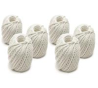 eMKay® Pack of 6 Cotton String Ball 60M Per Roll (Approx) - School Art & Craft String, Kitchen Cooking String for Meat and Making Sausage - Soft Cotton Cord String for Handmade Wall Hanging DIY Craft