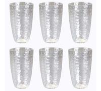 eMKay® Pack of 6 Reusable Dimple Plastic Tumblers (650ml) Clear Shatterproof Beakers for Water, Juice & Soft Drinks, Stackable Glasses, Durable PS Plastic - Ideal for Outdoor Use, Picnics, Camping etc