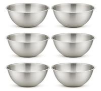 eMKay® Pack of 6 Stainless Steel Mixing Bowl 20CM | Mirror Polished Nesting Bowl for Baking Cooking & Food PREP | Lightweight DEEP Metal Bowl | Dishwasher Safe Stackable Rust Resistant