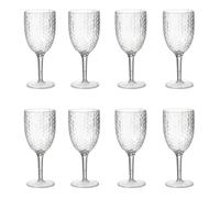 eMKay® Pack of 8 Reusable Dimple Plastic Wine Glasses - Elegant 400ml Acrylic Goblets, 20cm Tall - Lightweight, Shatterproof & Glass-Look - Perfect for Camping, Picnics, Outdoor Dining & Everyday Use