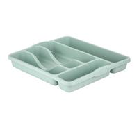 eMKay® Plastic Kitchen Cutlery Tray Organiser - SAGE GREEN | 5 Compartment Drawer Insert Rack | Non-Slip Utensil Holder | Tidy Storage for Kitchen, Office or School | 33 x 30 x 5cm