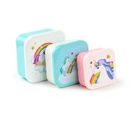 eMKay® Rainbows Unicorn Lunch Box Set of 3 - Stackable Food Storage Containers (250 ml/350 ml/550 ml) | BPA-Free Polypropylene Snack Pots - Nesting Lunchboxes for Kids & Adults