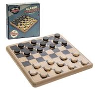 eMKay® Retro Draughts Set - Vintage Style Wooden Board Game (21x21x5cm) - Classic Strategy Game in Solid Wood Box - Family Fun, Gift & Travel Toy for Kids and Adults