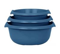 eMKay® Set of 3 Round Washing Up Bowls - NAVY BLUE | 28cm, 32cm & 36cm Plastic Sink Bowls | 5L, 7L & 10L Capacity | Durable Gloss Finish with Handles | Multipurpose Kitchen Utility Basin Set