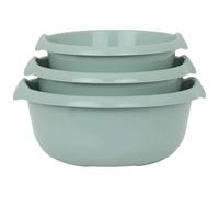 eMKay® Set of 3 Round Washing Up Bowls - SAGE GREEN | 28cm, 32cm & 36cm Plastic Sink Bowls | 5L, 7L & 10L Capacity | Durable Gloss Finish with Handles | Multipurpose Kitchen Utility Basin Set