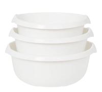 eMKay® Set of 3 Round Washing Up Bowls - WHITE | 28cm, 32cm & 36cm Plastic Sink Bowls | 5L, 7L & 10L Capacity | Durable Gloss Finish with Handles | Multipurpose Kitchen Utility Basin Set